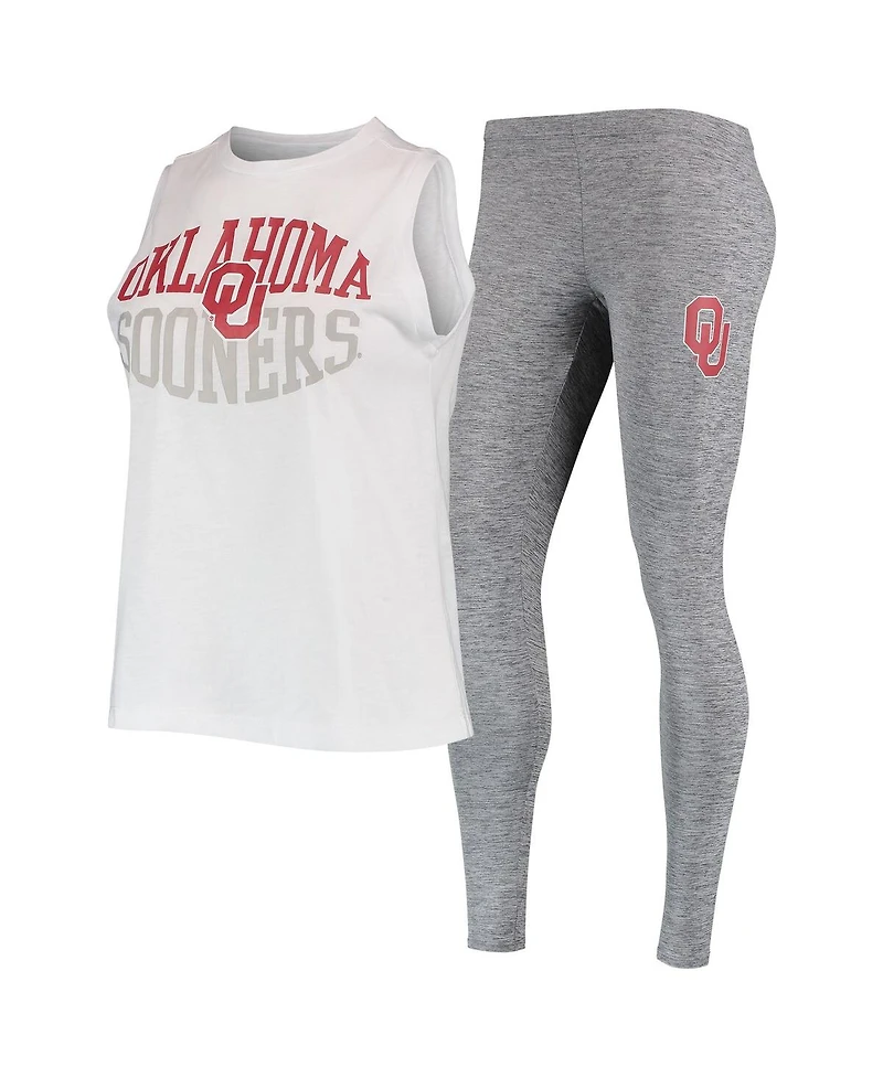 Women's Concepts Sport Charcoal, White Oklahoma Sooners Tank Top and Leggings Sleep Set