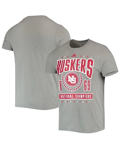 Men's adidas Heathered Gray Nebraska Huskers Reminisce Tri-Blend T-shirt