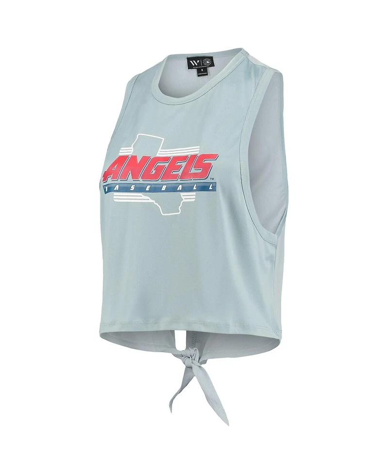 Women's The Wild Collective Light Blue Los Angeles Angels Open Back Twist-Tie Tank Top