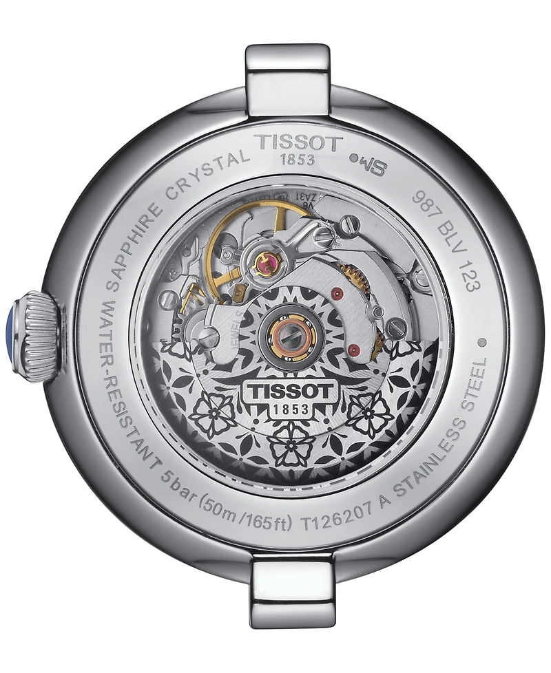 Tissot Women's Swiss Automatic Bellissima Blue Leather Strap Watch 29mm