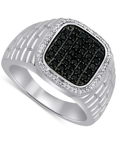 Men's Black & White Diamond Ring (3/4 ct. t.w.) in Sterling Silver