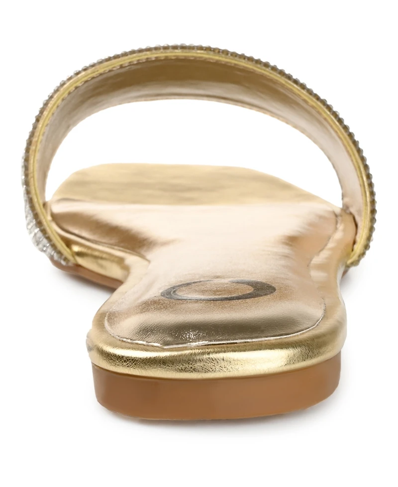 Journee Collection Women's Grayce Rhinestone Flat Sandals