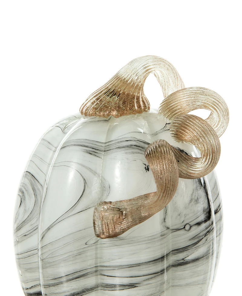 Glitzhome Faux Marble Glass Pumpkin Gourd Set, 3 Piece