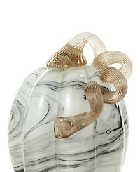 Glitzhome Faux Marble Glass Pumpkin Gourd Set, 3 Piece