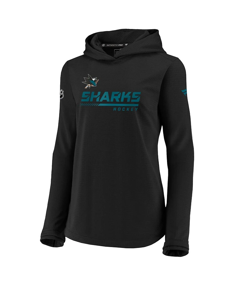 Women's Fanatics Black San Jose Sharks Authentic Pro Pullover Hoodie
