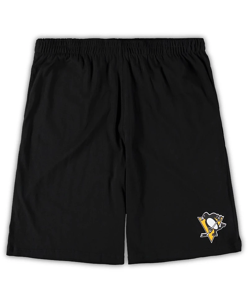 Men's Concepts Sport Black, Heathered Charcoal Pittsburgh Penguins Big and Tall T-shirt Shorts Sleep Set