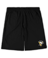 Men's Concepts Sport Black, Heathered Charcoal Pittsburgh Penguins Big and Tall T-shirt Shorts Sleep Set