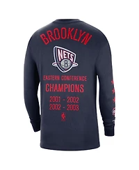 Men's Nike Navy Brooklyn Nets 2021/22 City Edition Courtside Heavyweight Moments Long Sleeve T-shirt