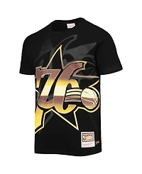 Men's Mitchell & Ness Black Philadelphia 76ers Big and Tall Hardwood Classics Big Face 4.0 T-shirt