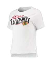 Women's Concepts Sport Red, White Chicago Blackhawks Resurgence Slub Burnout Raglan T-shirt and Joggers Sleep Set