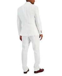 Tayion Collection Mens Classic Fit Linen Vested Suit Separates