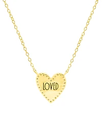 Diamond Purple Enamel Heart "Loved" 18" Pendant Necklace (1/8 ct. t.w.) in 14k Gold-Plated Sterling Silver