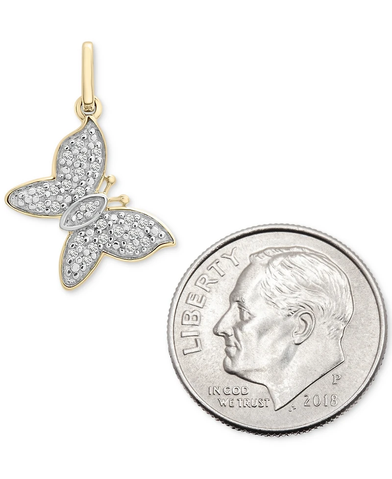 Wrapped Diamond Butterfly Charm Pendant (1/20 ct. t.w.) in 10k Gold, Created for Macy's