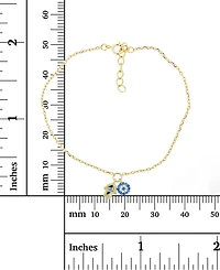 Hamsa and Evil Eye Anklet 14K Gold Plated or Sterling Silver