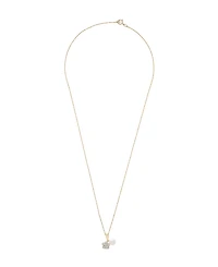Cultured Freshwater Pearl with Diamond Flower Pendant Necklace in 14K Yellow Gold