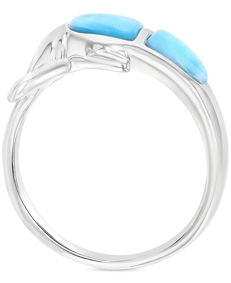Larimar & Lab-Grown White Sapphire (1/20 ct. t.w.) Ring Sterling Silver
