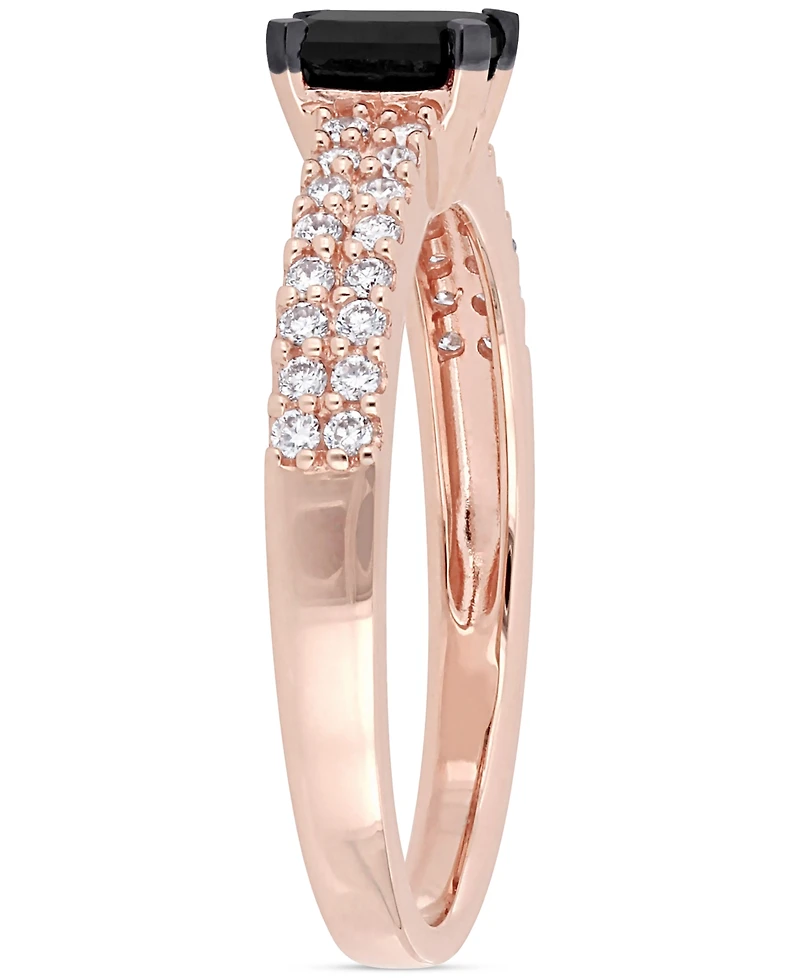 Black Diamond (1/2 ct. t.w.) & White (1/4 Emerald-Cut Pave Engagement Ring 14k Rose Gold