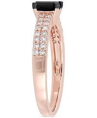 Black Diamond (1/2 ct. t.w.) & White (1/4 Emerald-Cut Pave Engagement Ring 14k Rose Gold
