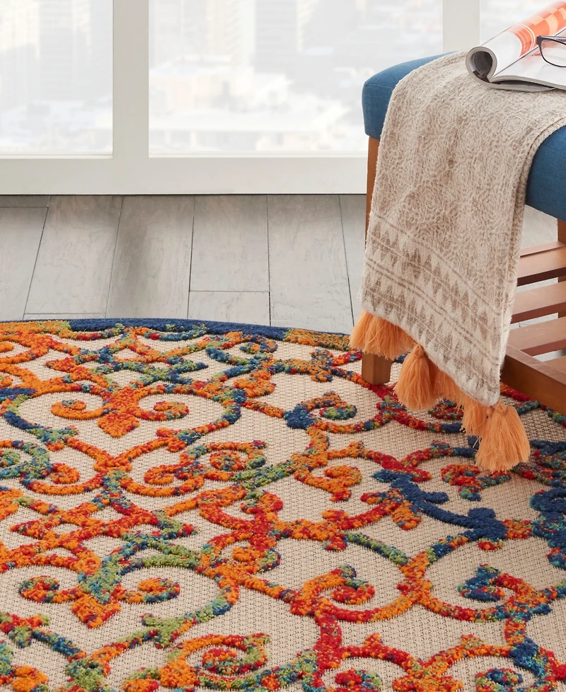 Nourison Home Aloha ALH21 5'3" x 5'3" Round Outdoor Area Rug