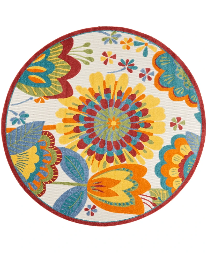 Nourison Home Aloha ALH25 7'10" x 7'10" Round Outdoor Area Rug