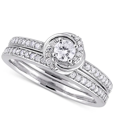 Diamond Swirl Halo Bridal Set (1/2 ct. t.w.) 14k Gold