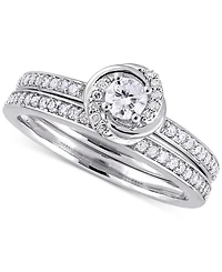 Diamond Swirl Halo Bridal Set (1/2 ct. t.w.) 14k Gold