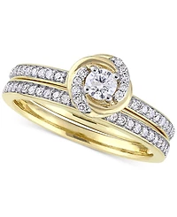 Diamond Swirl Halo Bridal Set (1/2 ct. t.w.) 14k Gold