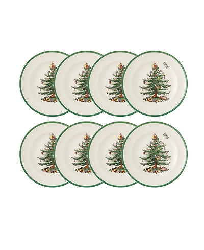 Spode Christmas Tree Dinner Plates, Set of 8