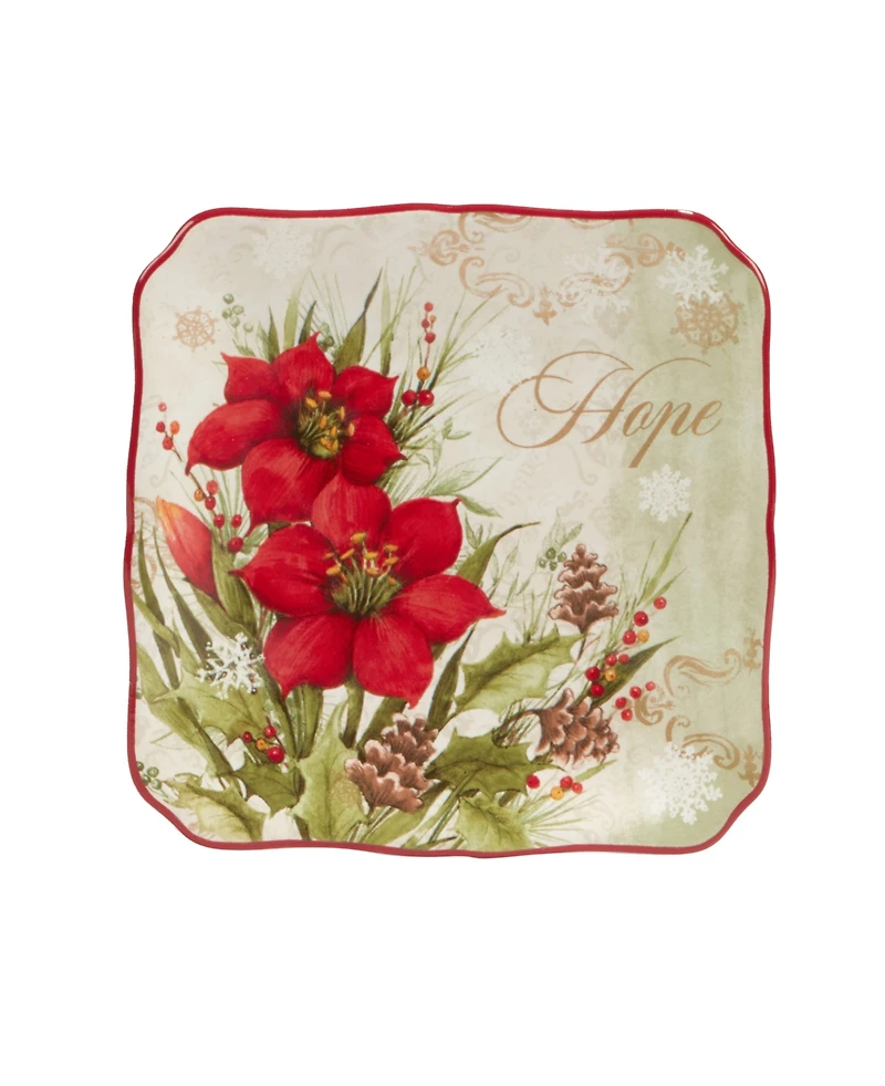 Certified International Winter's Medley 4 Piece Canape Plate Set