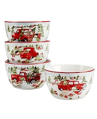 Certified International Red Truck Snowman 16 Piece Dinnerware Set