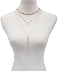 T Tahari Crystal and Imitation Pearl Layering Necklace Set, 3 Piece