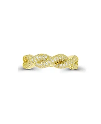 Cubic Zirconia Fashion Sterling Silver and 14K Gold Over Twisted Ring