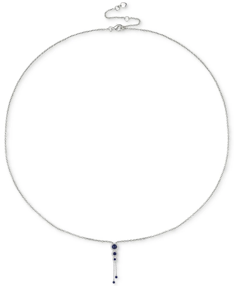 Sapphire (3/4 ct. t.w.) & Diamond (1/6 ct. t.w.) Triple Halo Lariat Necklace in Gold-Plated Silver, 16" + 2" extender (Also in Ruby & Emerald)