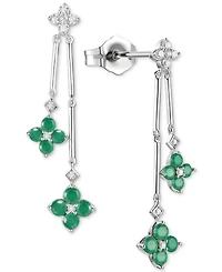 Sapphire (1-1/10 ct. t.w.) & Diamond (1/5 Flower Drop Earrings Sterling Silver (Also Ruby Emerald)