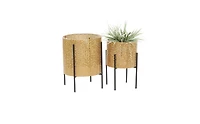 CosmoLiving by Cosmopolitan Metal Planters with Stand, Set of 2
