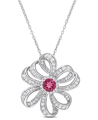 Gemstone Flower Necklace Sterling Silver