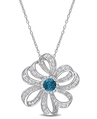 Gemstone Flower Necklace Sterling Silver