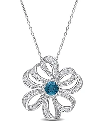Gemstone Flower Necklace Sterling Silver