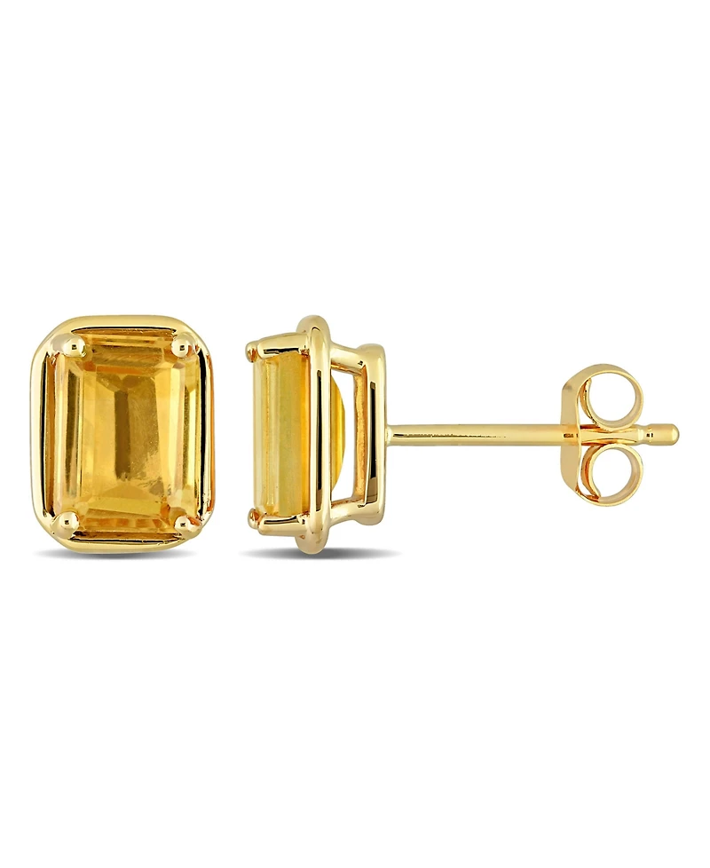 Citrine (2-1/4 ct. t.w.) Emerald-cut Stud Earrings in 14k Yellow Gold