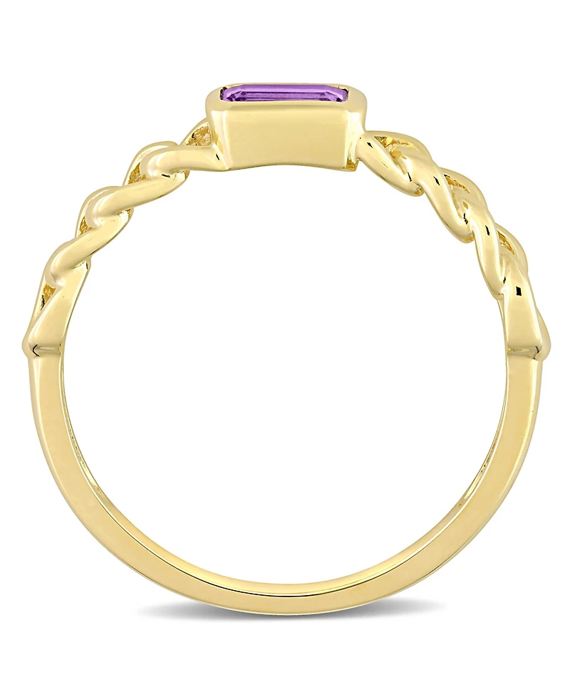 10K Yellow Gold or Rose Amethyst Link Ring