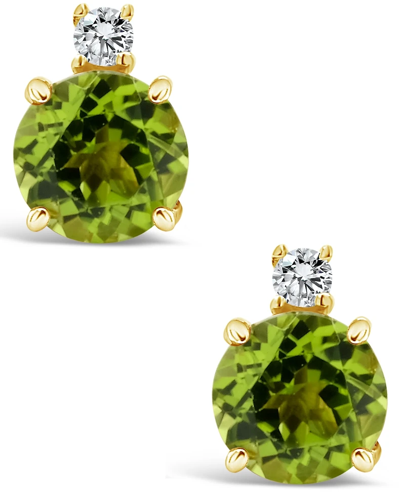 Peridot (1-7/8 ct. t.w.) and Diamond Accent Stud Earrings in 14K Yellow Gold