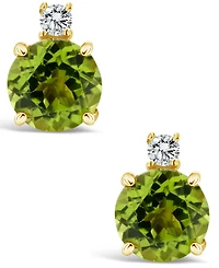 Peridot (1-7/8 ct. t.w.) and Diamond Accent Stud Earrings in 14K Yellow Gold