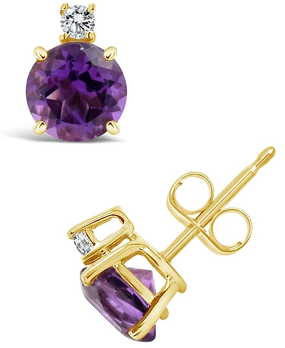 Amethyst (1-1/2 ct. t.w.) and Diamond Accent Stud Earrings in 14K Yellow Gold