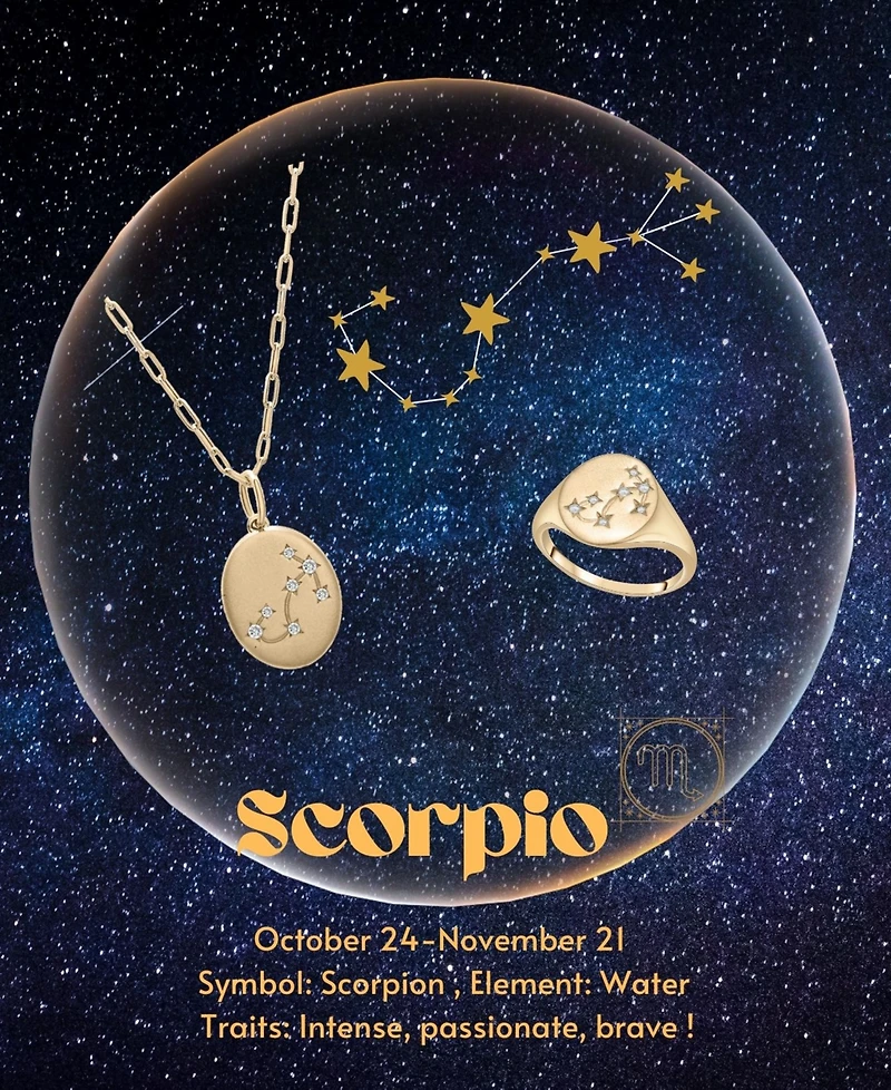 Wrapped Diamond Scorpio Constellation Ring (1/20 ct. t.w.) in 10k Gold, Created for Macy's