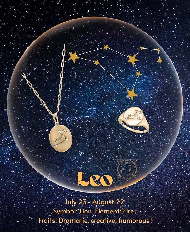 Wrapped Diamond Leo Constellation Ring (1/20 ct. t.w.) in 10k Gold, Created for Macy's