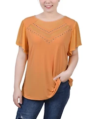 Women's Studded Top with Mesh Details