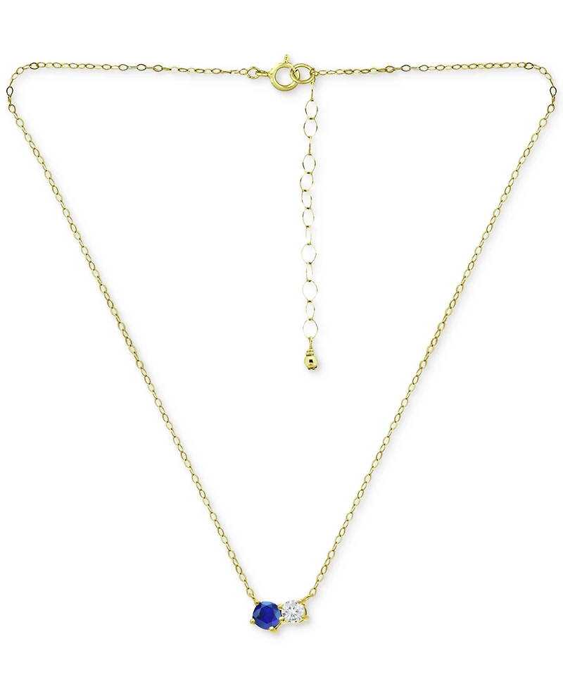 Giani Bernini Lab-Grown Blue Sapphire & Cubic Zirconia Collar Necklace, 16" + 2" extender, Created for Macy's