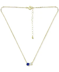 Giani Bernini Lab-Grown Blue Sapphire & Cubic Zirconia Collar Necklace, 16" + 2" extender, Created for Macy's