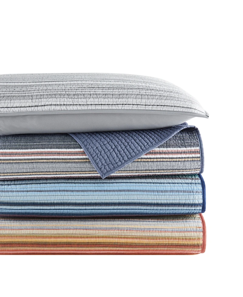 Brooklyn Loom Sunset Stripe Yarn Dye 3 Piece Quilt Set, Twin/Twin Xl