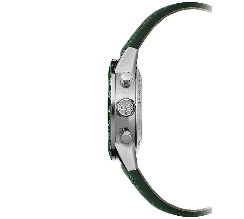 Raymond Weil Men's Swiss Automatic Chronograph Freelancer Green Leather Strap Watch 43.5mm